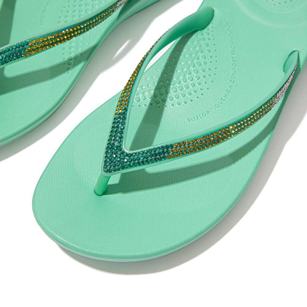 Fitflop Womens Flip-flops Mint Green - Iqushion Ombré Sparkle - 40VHZPIUD